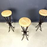 Vintage french wrought iron bar stools, 1960s - set of 3