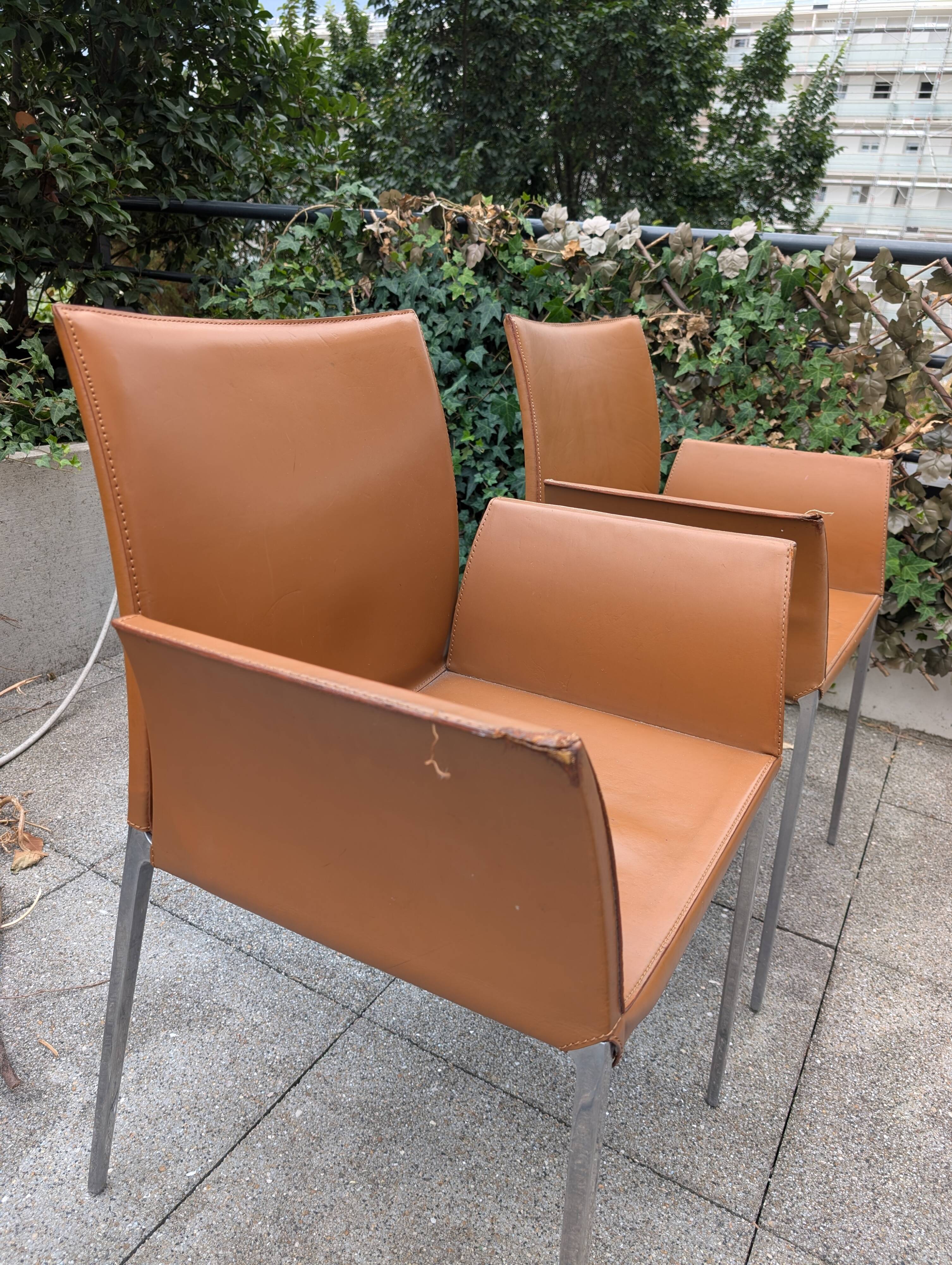 Paire de fauteuils Lia par Roberto Barbieri pour Zanotta — Cuir cognac