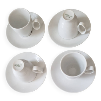 Guy degrenne - 4 cups and 4 porcelain saucers