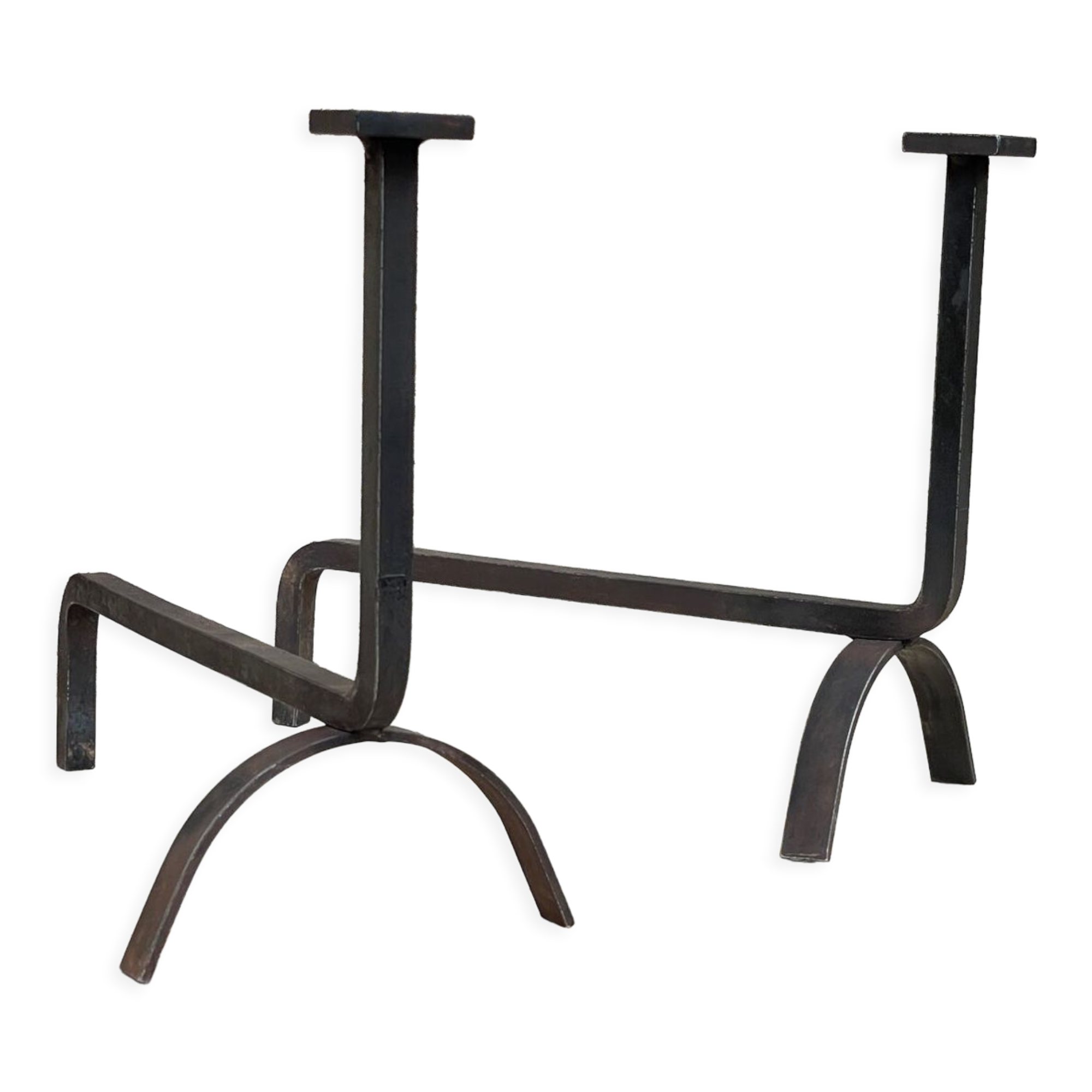 Pair of vintage steel geometric chenets