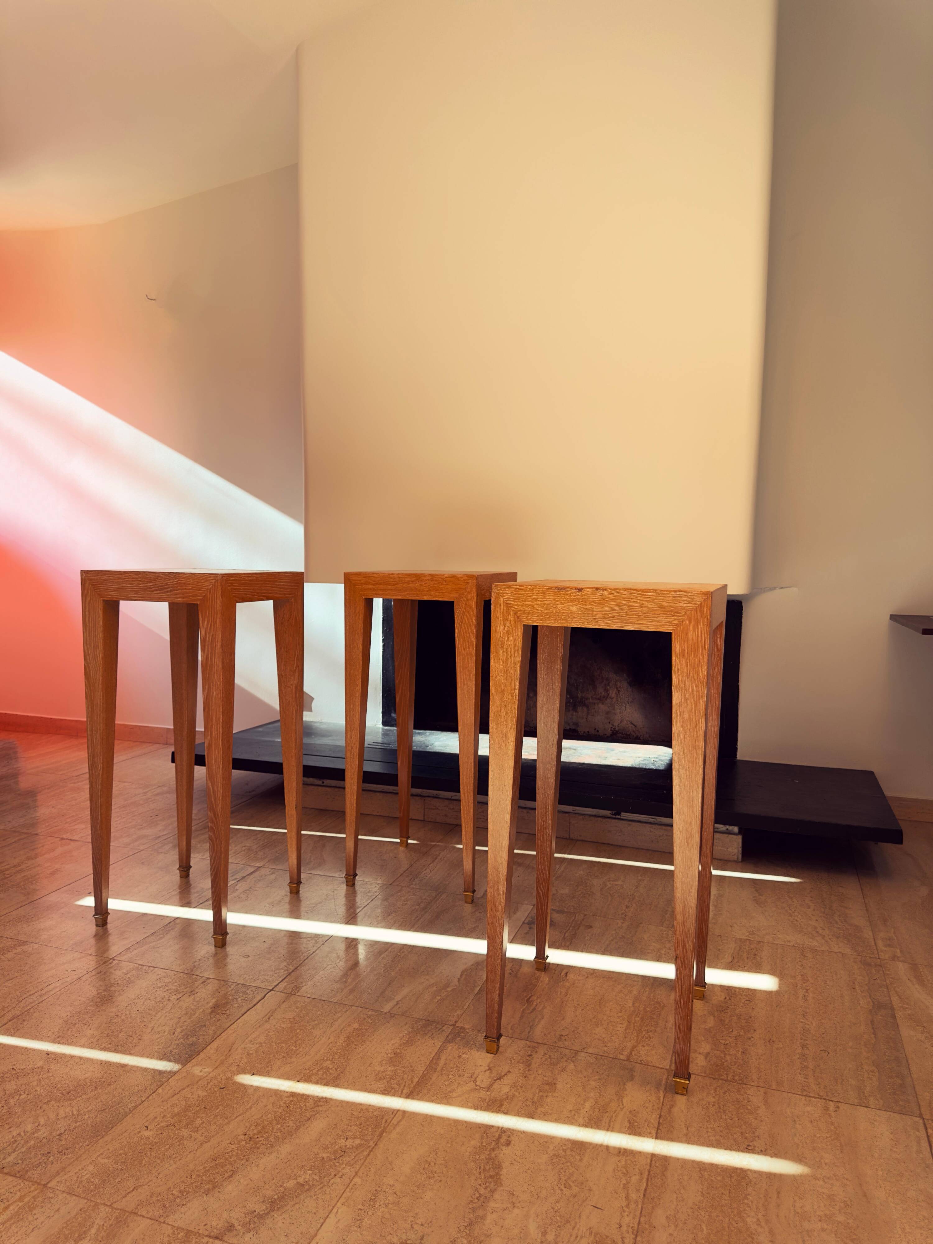 Set of 3 Pedestals and Console Table by Jacques Grange, France, 1973