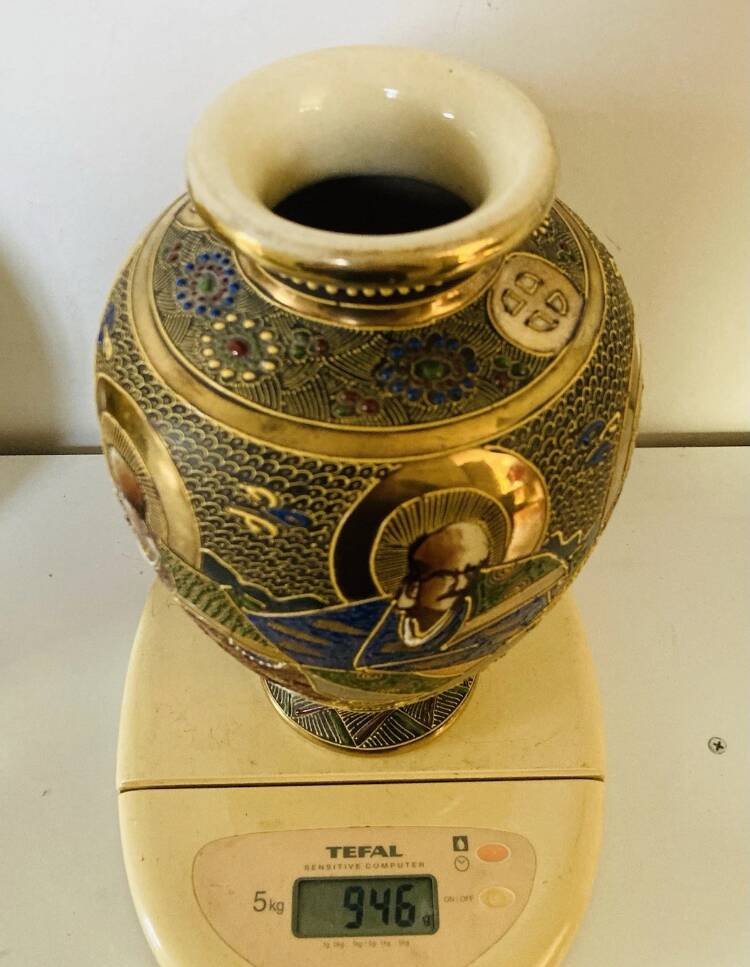 Baluster vases in polychrome earthenware, mid-20th century