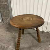 Wooden side table, turned wooden leg