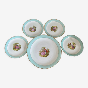 Service 5 pièces Ceranord France Fragonard en semi porcelaine