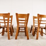Vintage brutalist dining chairs, set of 6 - 1960s