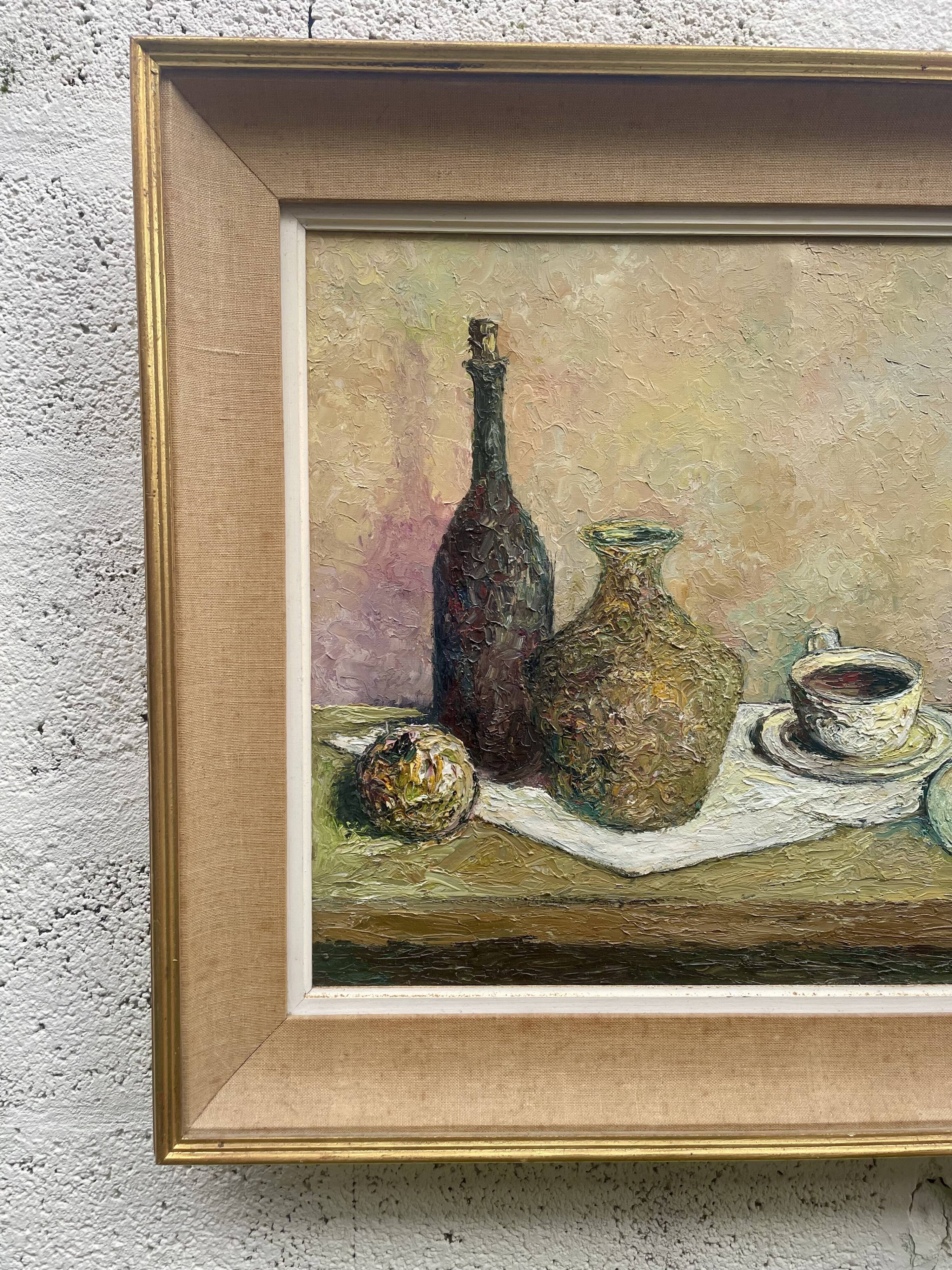 Peinture à l’huile signée Milieu du siècle