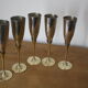 5 metal and brass champagne flutes