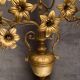 Pair of church candlesticks decorated with brass and opaline flowers nineteenth