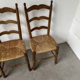 5 oak and straw chairs