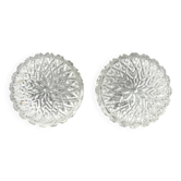 Pair of round ceiling lights in chiseled glass
