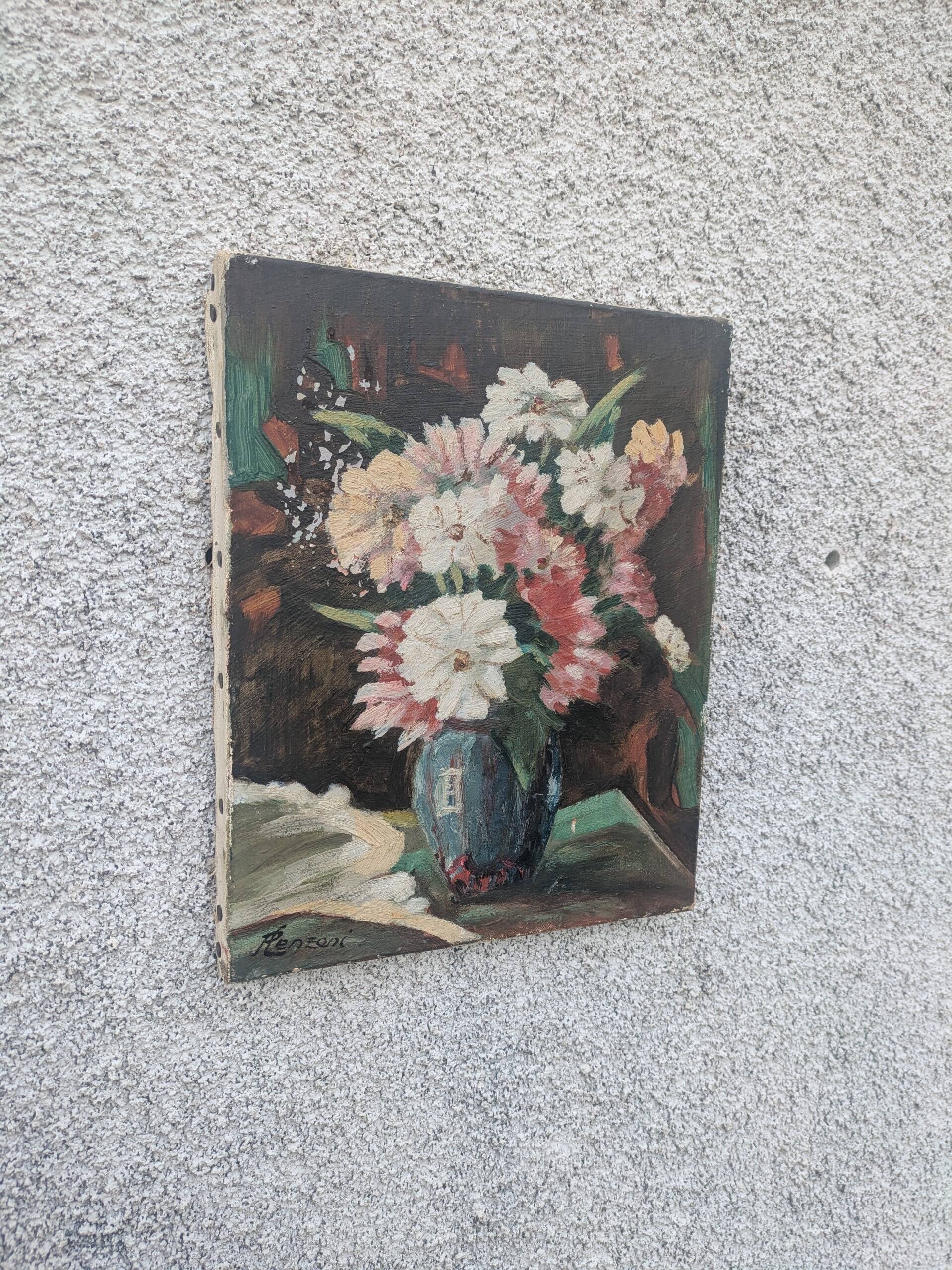 Tableau ancien, bouquet