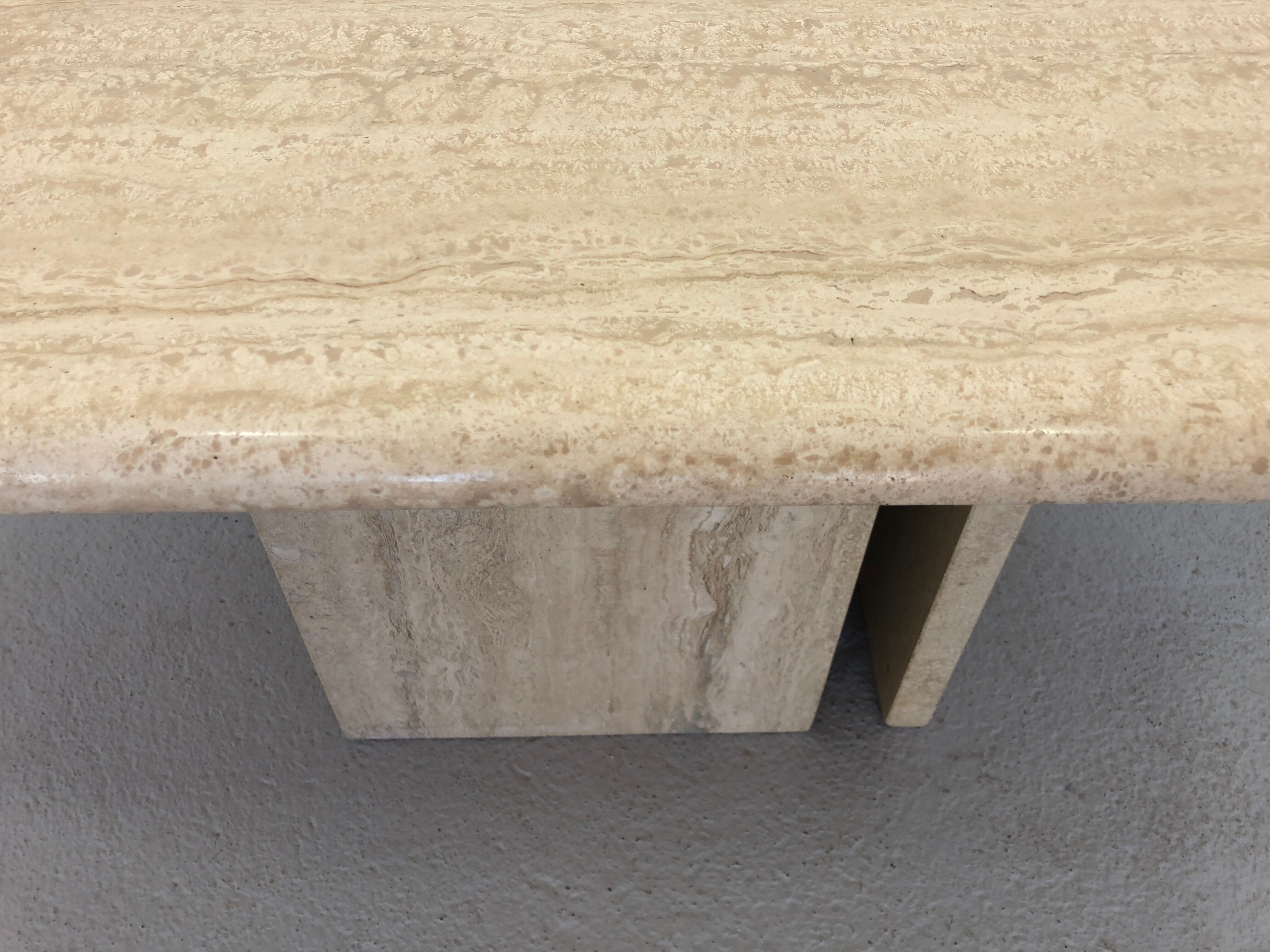 French Coffee Table in Travertine and Marble, 1960s