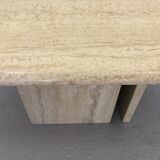 French Coffee Table in Travertine and Marble, 1960s