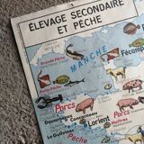 Old MDI school map: France: Secondary breeding and fishing / route