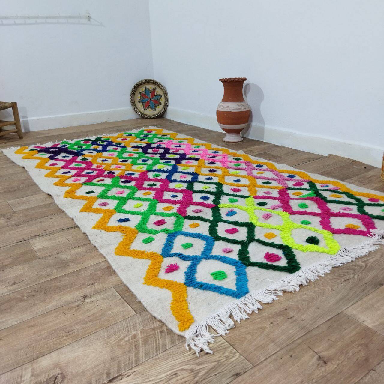 Handmade moroccan berber rug 245 x 133 cm