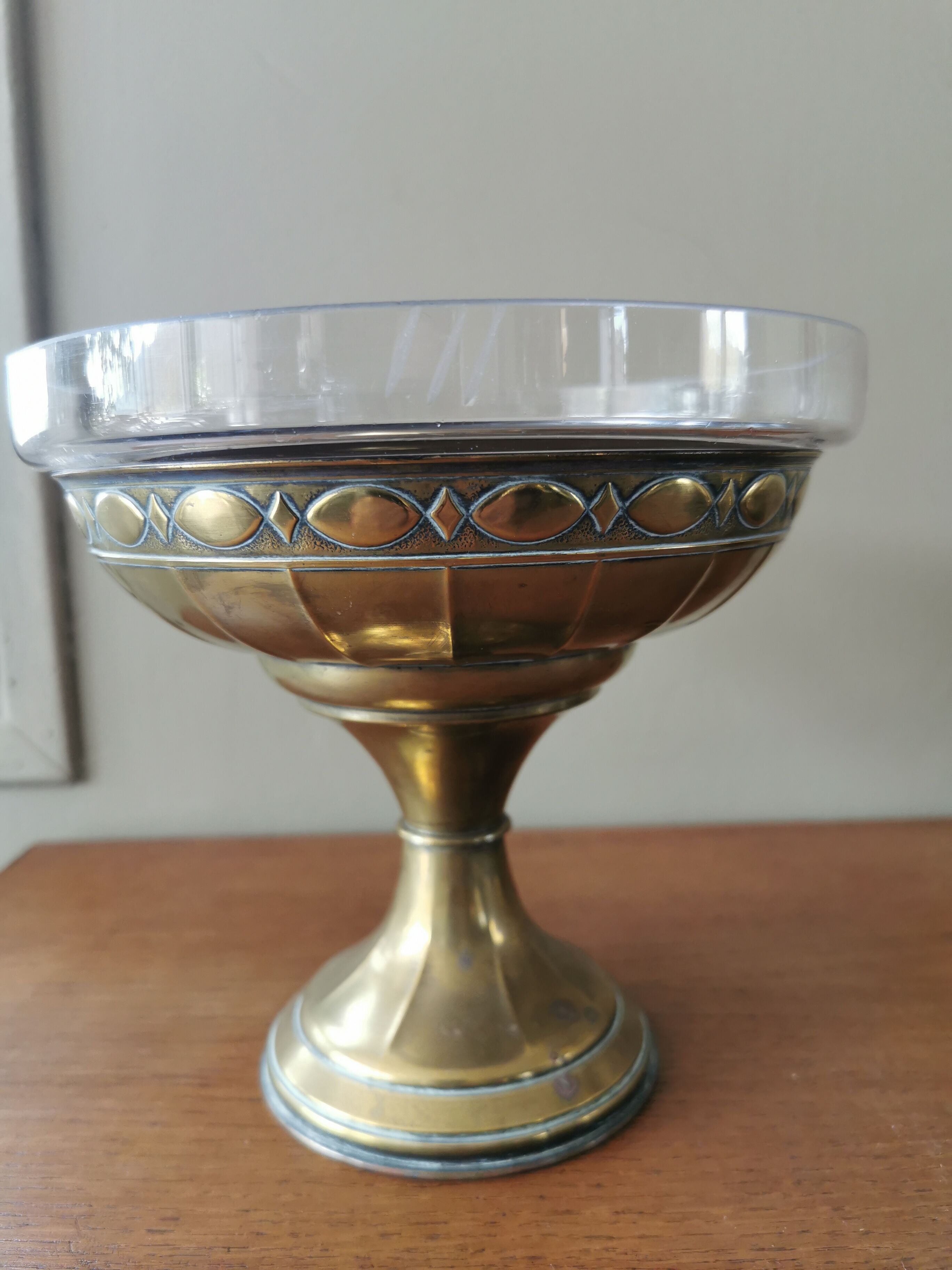 Brass and glass cup