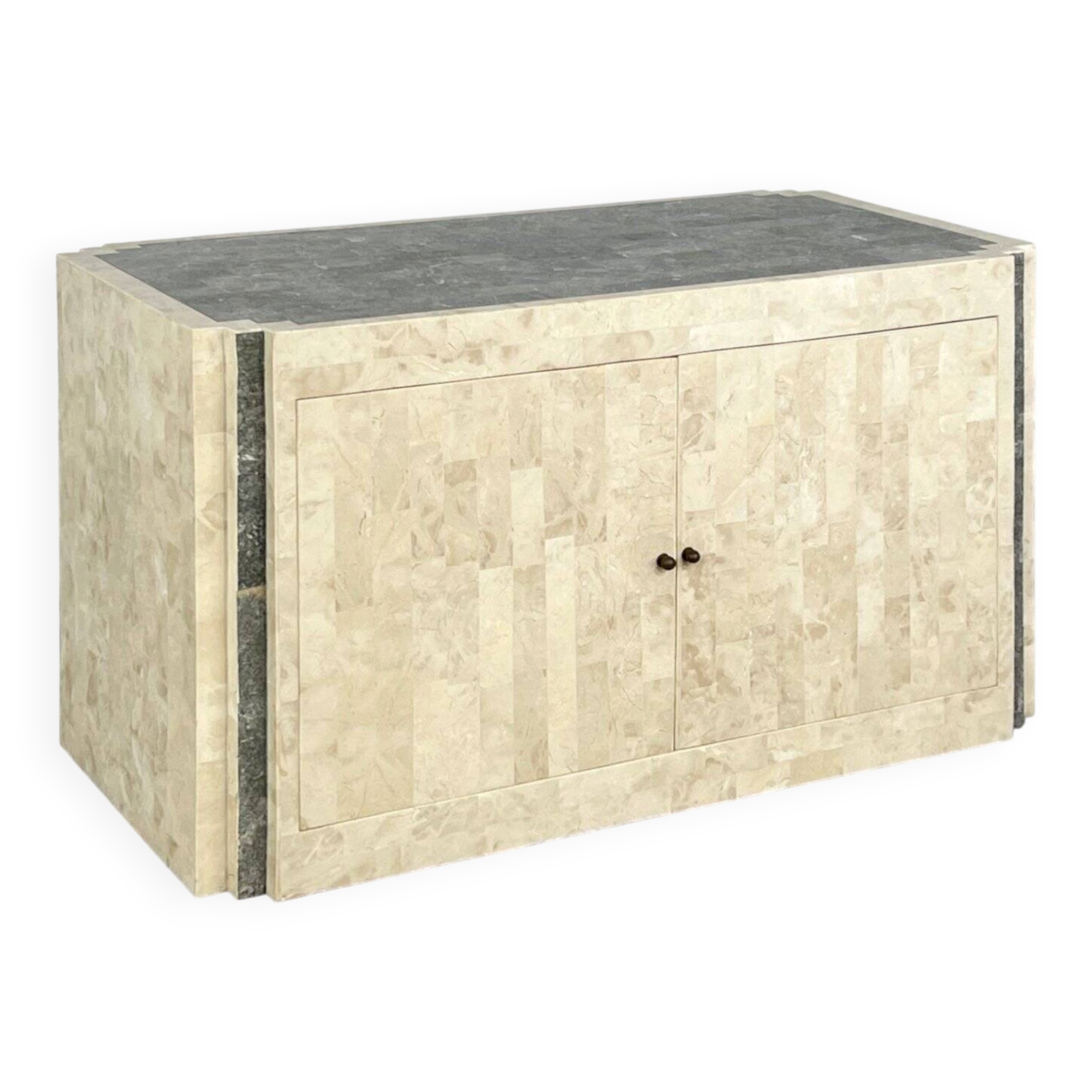 1980s buffet in stone marquetry and brass