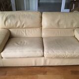 Pair of grained leather sofas Duvivier iconic model Maillol 1990