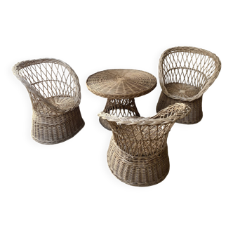 Rattan garden furniture / winter garden / 4 pieces