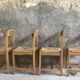 Serie de 4 chaises paillées en bois clair - design 1970