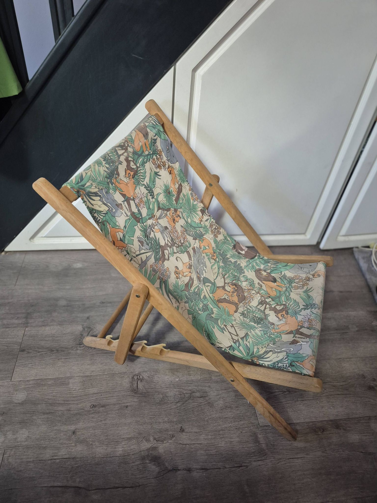 fauteuil chilienne enfant tissu jungle lion