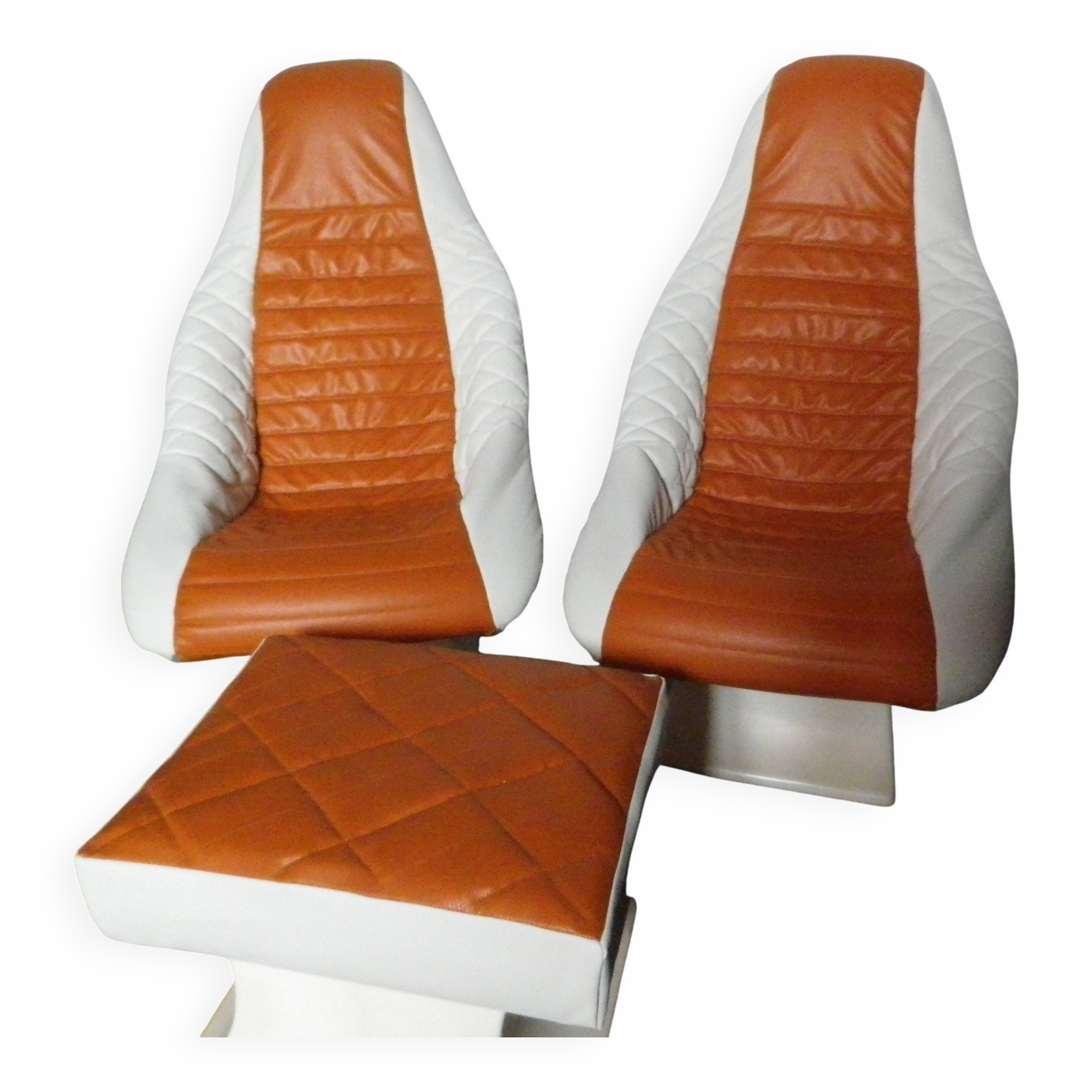 rare vintage bucket seat and footrest set