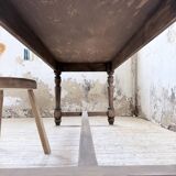 Farm table with turned legs, made of pine and birch, 180cm.