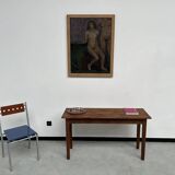 Small old console in solid oak, with spindle legs