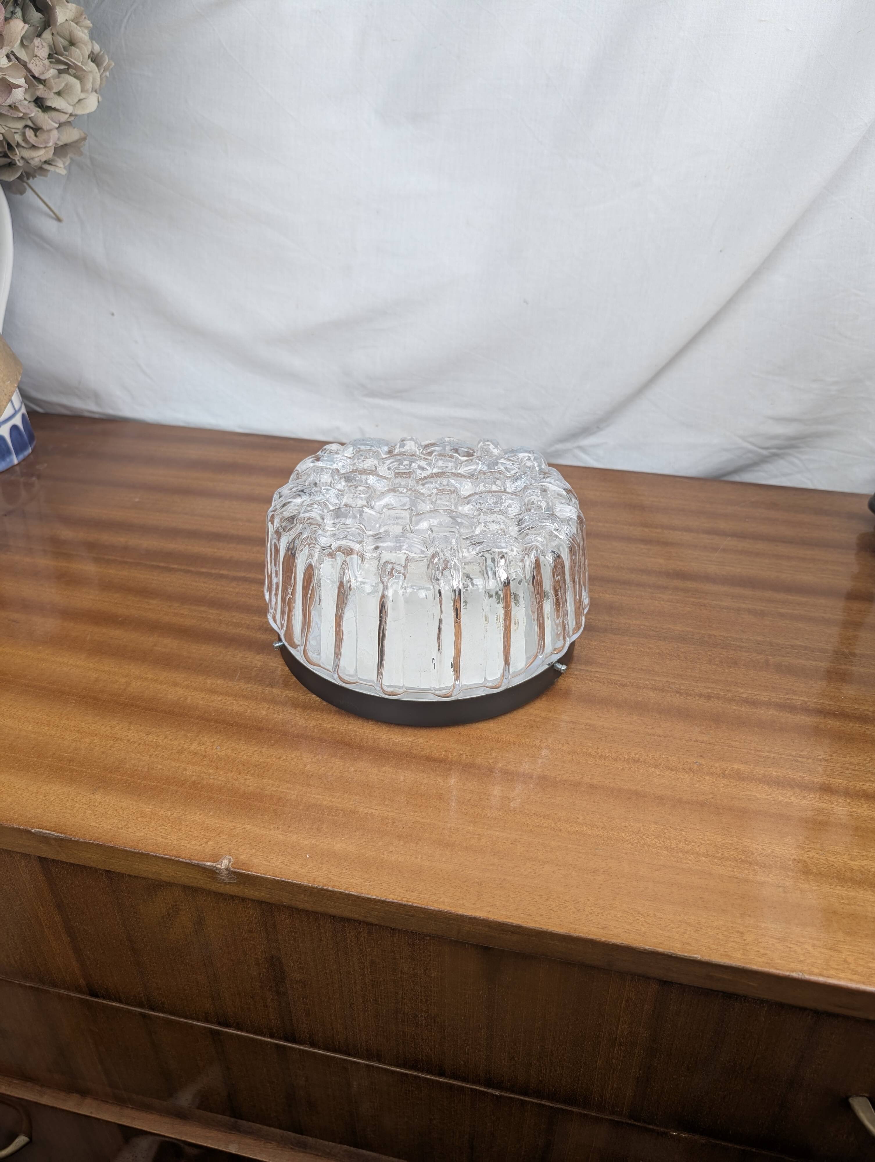Vintage 60s Woven Glass Modernist Wall or Ceiling Light