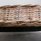 Vintage coffee table with glass top and rattan basket