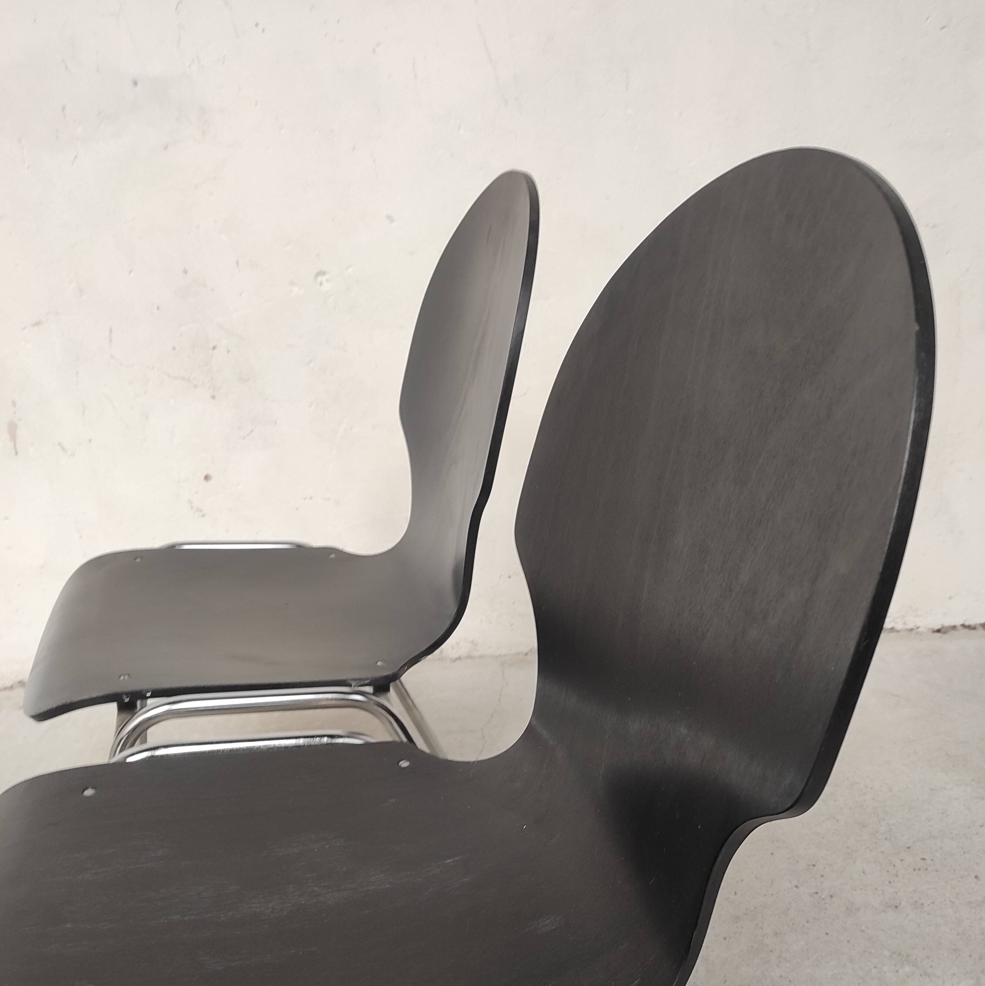 6 chaises plywood et chrome
