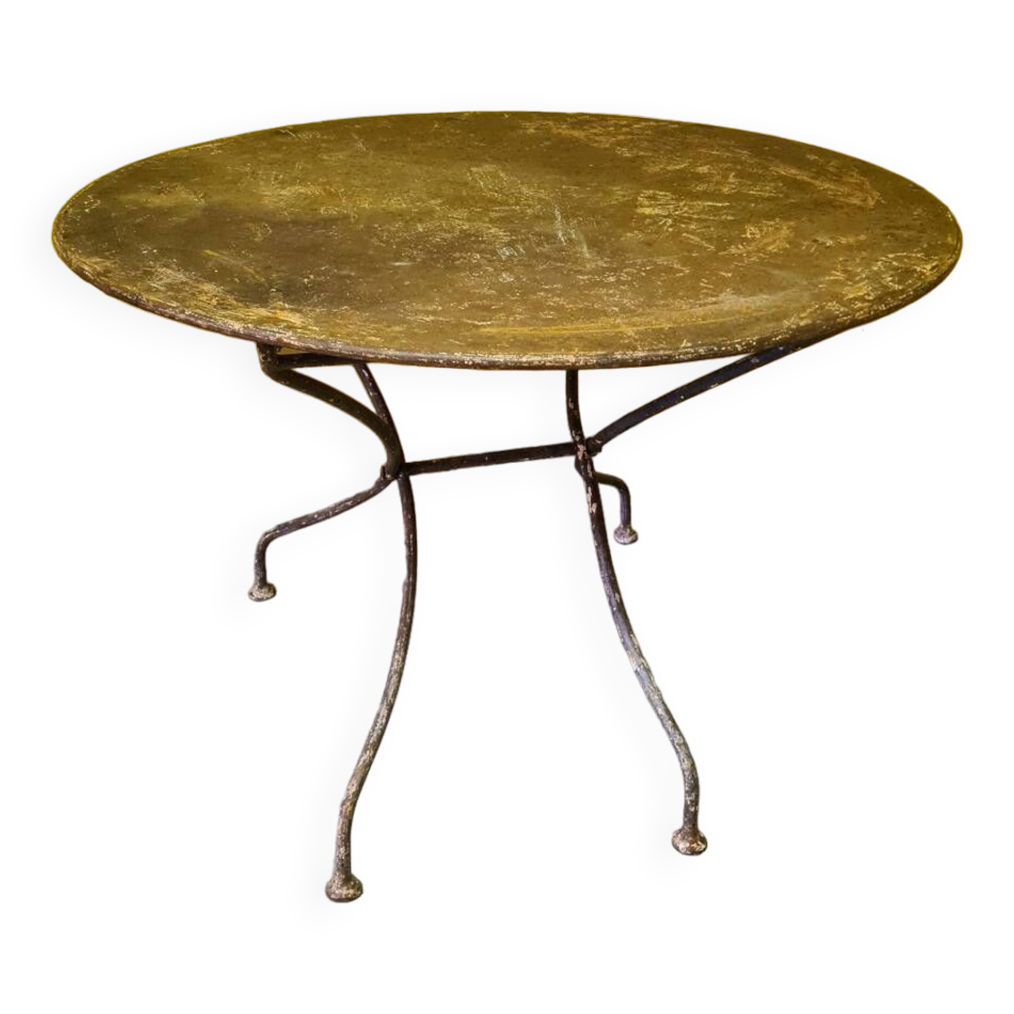 Table pliante de jardin ronde en métal française vers 1920