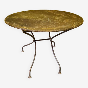 French round metal garden folding table from around 1920
