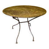 French round metal garden folding table from around 1920