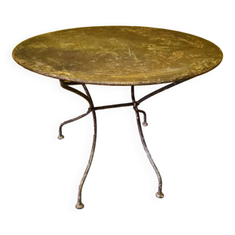 French round metal garden folding table from around 1920