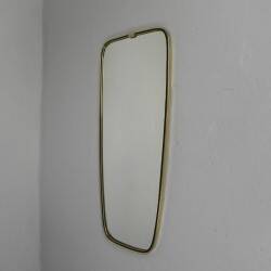 Miroir vintage avec bord en aluminium doré, années 1960
