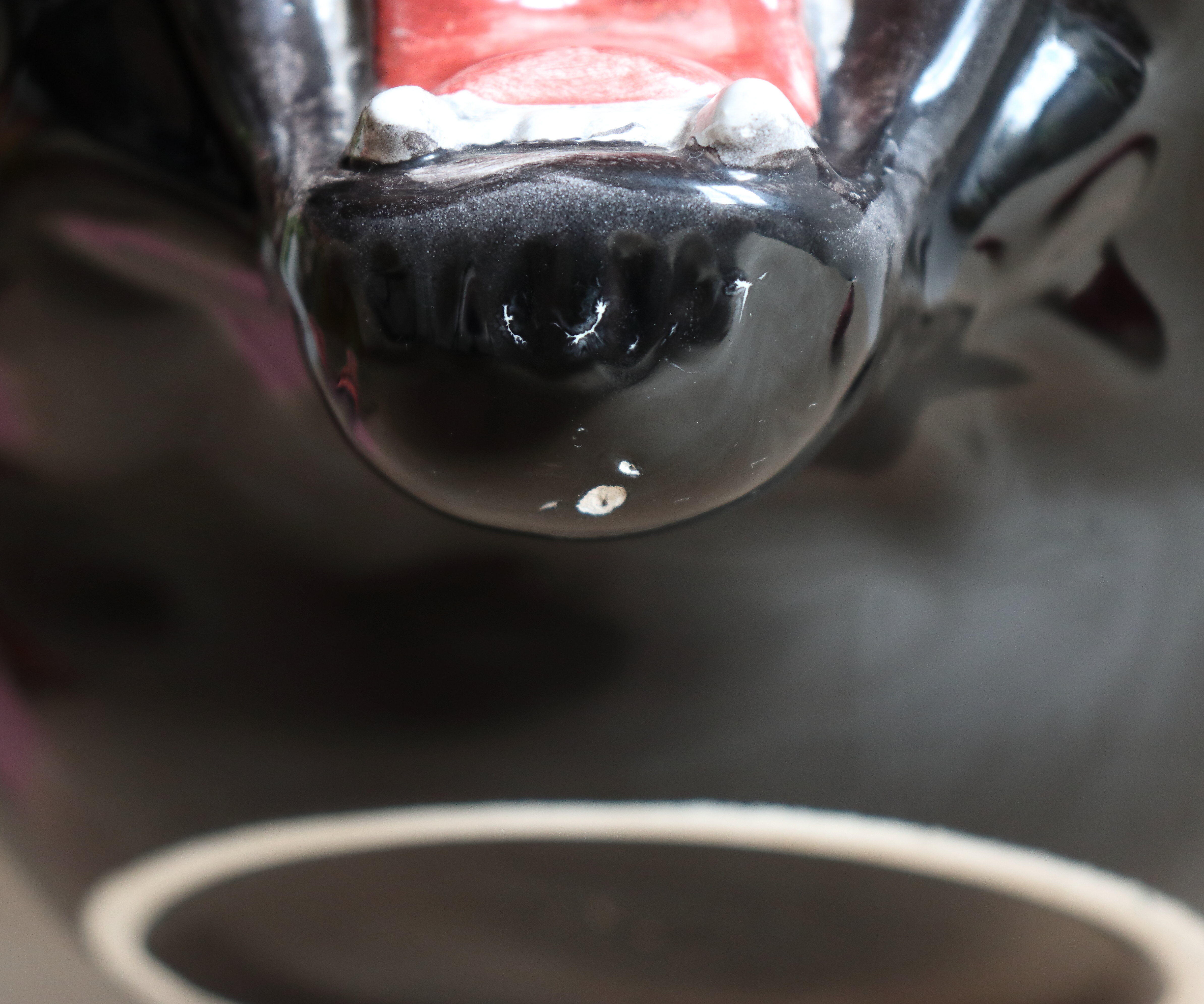 Black panther ceramic planter from the 60s, Italy