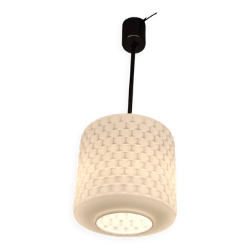 Czechoslovak Midcentury Modern Pendant Lamp in Textured Glass and Brass, 19