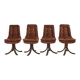4 chaises en velours marron, 1970