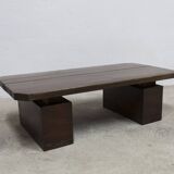 Brutalist style coffee table 1960 rectangular with cut corners