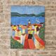 Oil painting - Colourful view of the rooftops of the village of Saint-Tropez