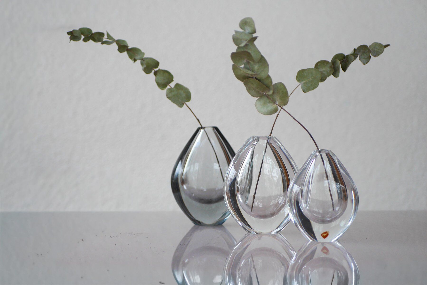 Crystal Lucid Drop Glass Vases by Sven Palmqvist for Orrefors, Sweden, 1950s, set of 3