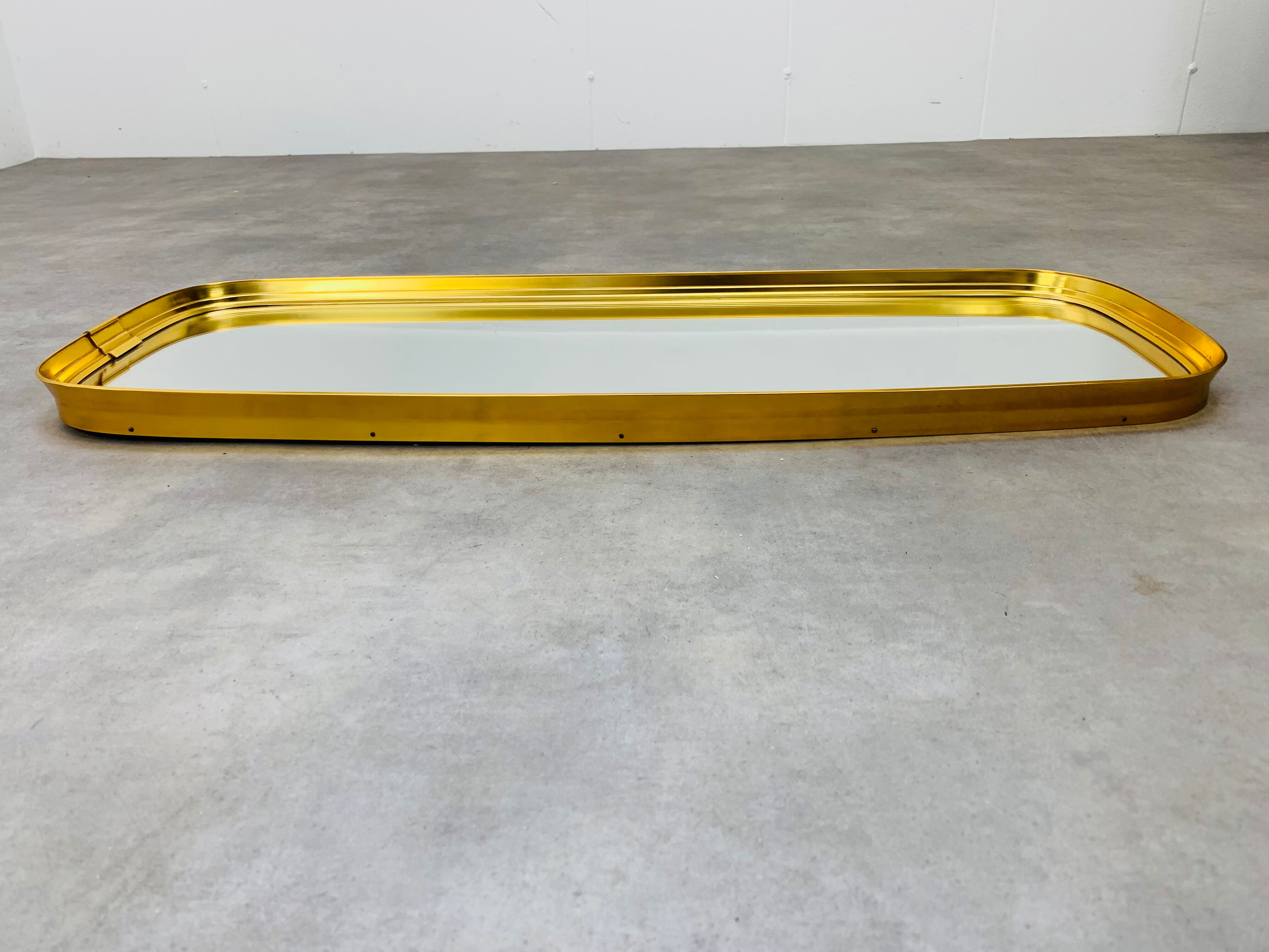 Mirror rearview mirror gold strapping Schönform 60s