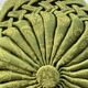 Coussin rond plissé tissu ancien