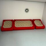 Living room sofa and 2 armchairs French design Steiner 70s vintage fabric