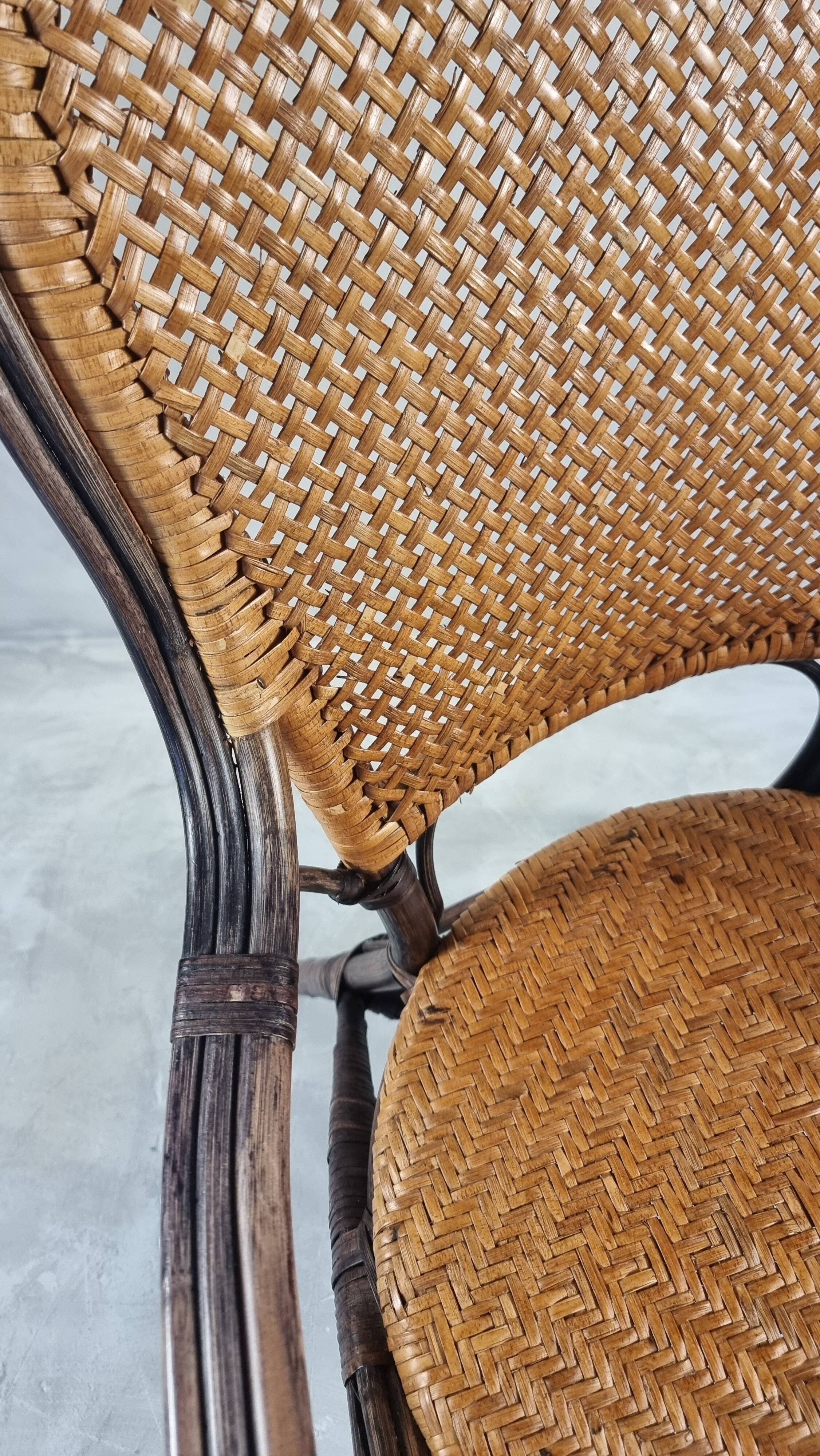 Fauteuil de salle à manger vintage en rotin hollandais