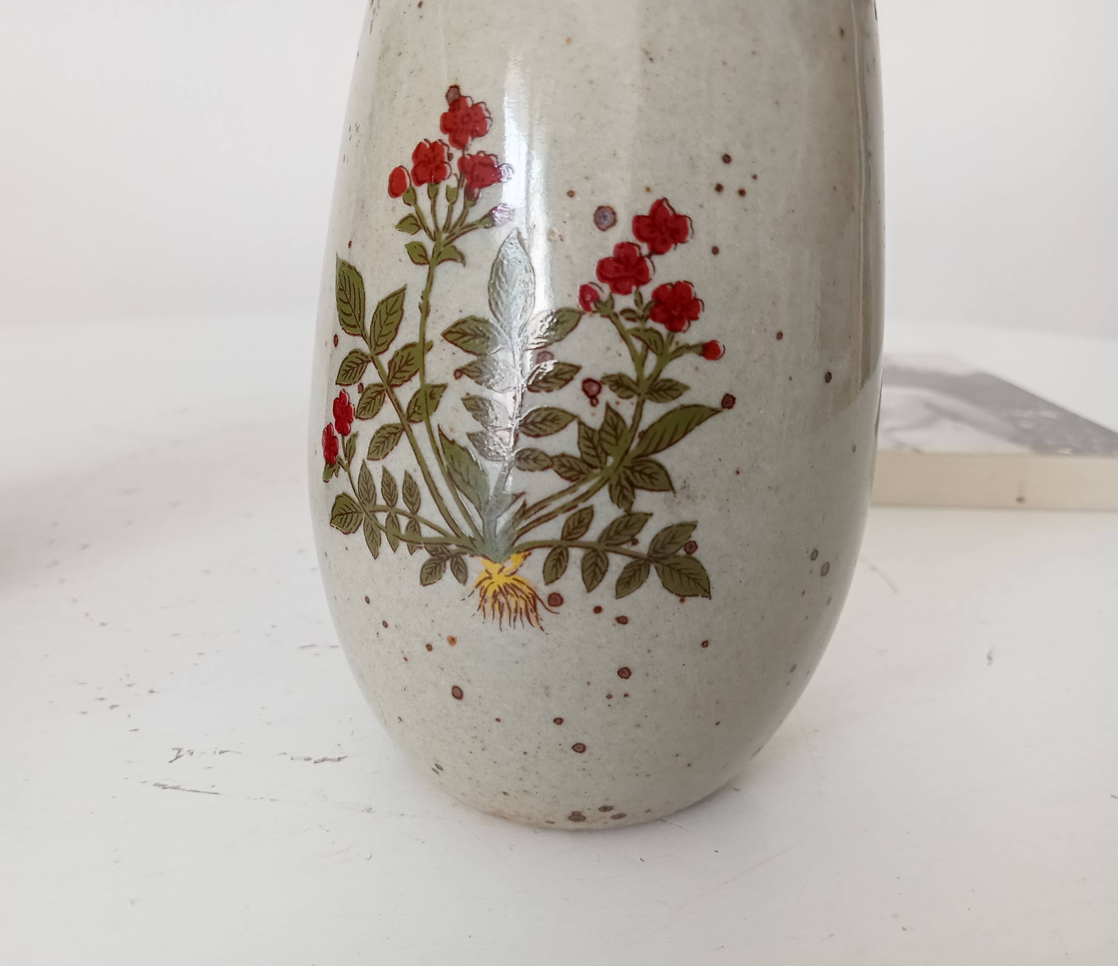 Petit vase vintage japonais en grès moucheté