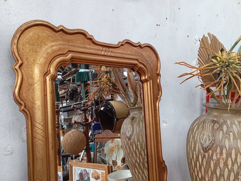 80s beveled gold mirror