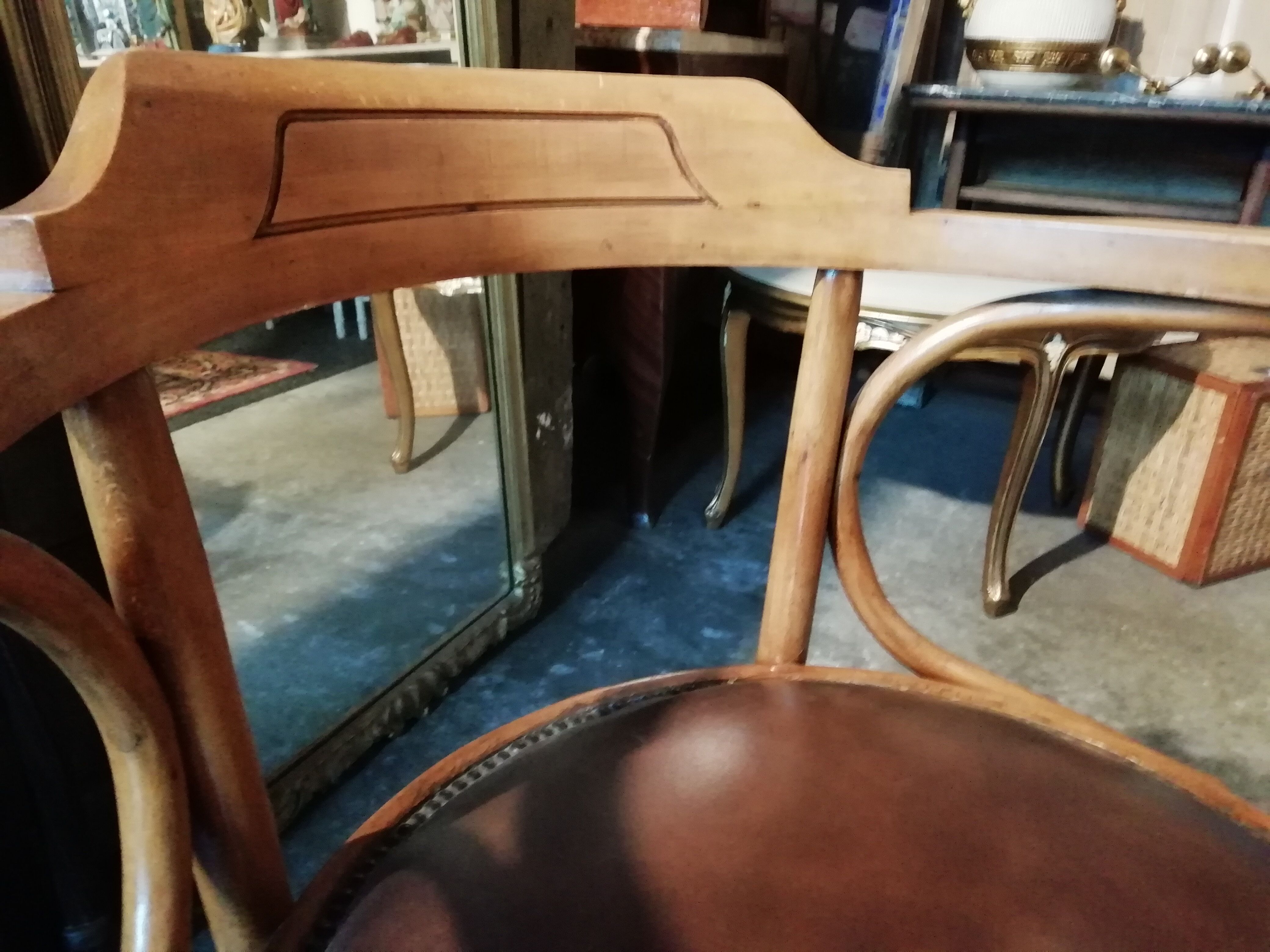 Leather curved wooden desk