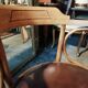 Leather curved wooden desk